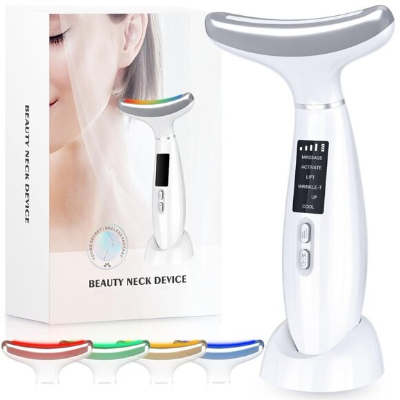 HEMUYOA Other - 7 Color Face and Neck Massager Light Therapy, Red Light Based Facial Massager
